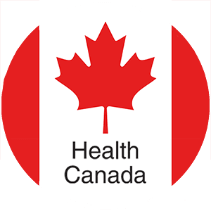 Logo de Health Canada, indicando certificación oficial de seguridad y calidad de los productos